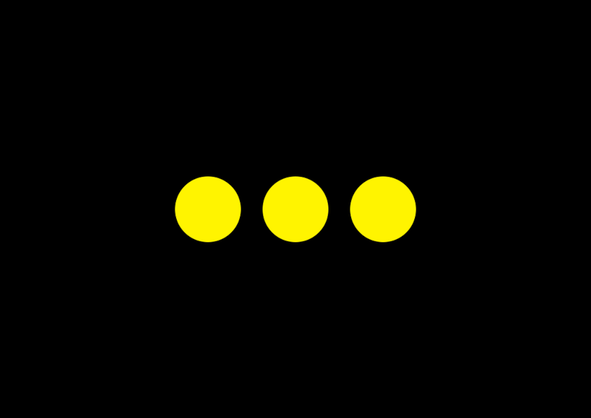 3 yellow dots on black background