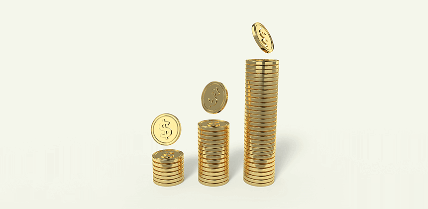 golden coints in columns