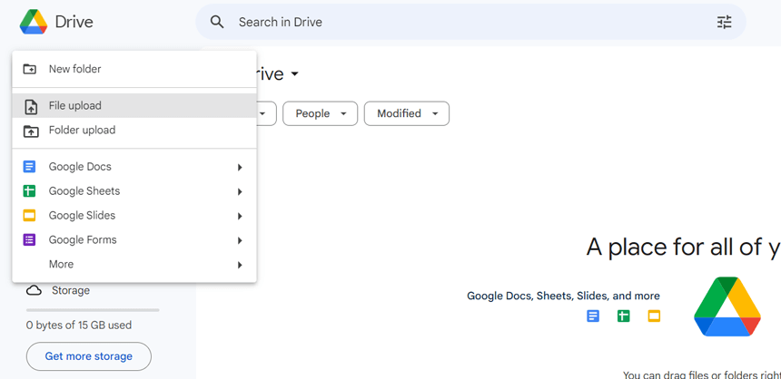 screenshot from Google Drive