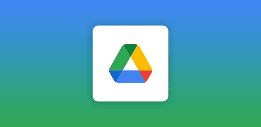 Google Drive logo on blue green gradient background